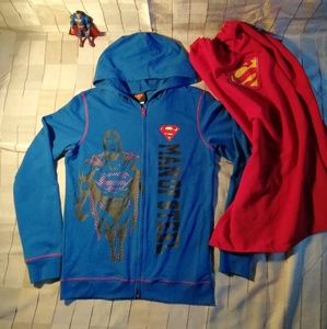 🍀3/$25 Superman hoodie for kids; size L